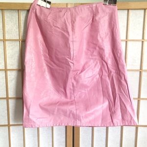 Genuine leather baby pink pencil skirt